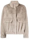 Ba&sh Paros Faux-fur Cropped Jacket In 灰色