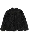 Ba&sh Paul High Neck Floral Top In Black In Black