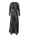 Ba&sh Printed Long Sleeve Maxi Dress In Navy Blue Polyester In Blue