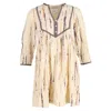 Ba&sh Printed Quarter-sleeve Mini Dress In Cream Viscose In Beige