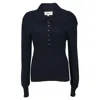 Ba&sh Puffed Sleeve With Buttons Jumper In Navy Blue Wool In Blue
