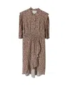 Ba&sh Ruffled Midi Dress In Beige Print Viscose In Beige