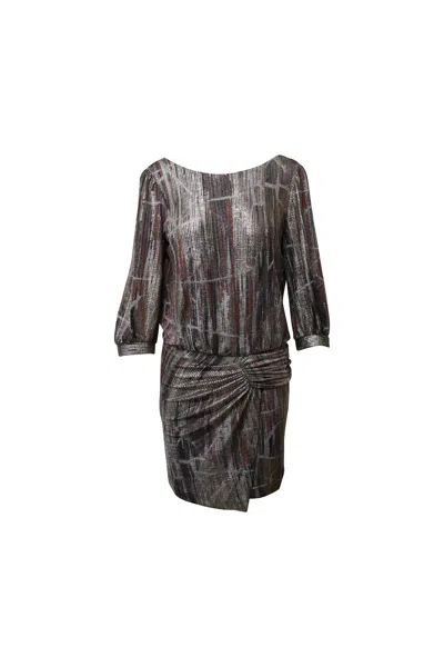 Ba&sh Salina Wrap-effect Knitted Dress In Metallic Silver Polyester