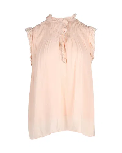 Ba&sh Shirred Ruffle Top In Pastel Pink Viscose