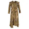 Ba&sh Snake Print Ruffled Midi Dress In Yellow Viscose In Yellow