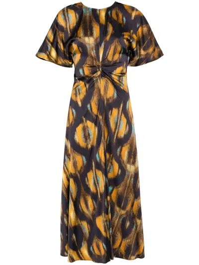 Ba&sh Short Kimono Sleeve Midi Dress In Brown