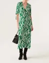 BA&SH THERENCE MIDI DRESS IN GREEN/WHITE