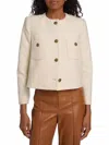 Ba&sh 'meredith' White Crop Jacket With Round Neck And Metal Buttons In Cotton And Wool Blend Woman In White