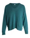 Ba&sh V-neck Knit Sweater In Green Cashmere In Green