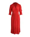 Ba&sh V-neck Midi Dress In Red Viscose In Red