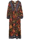 Ba&sh 'valley' Multicolor Dress With All-over Graphic Print And Draped Details In Black