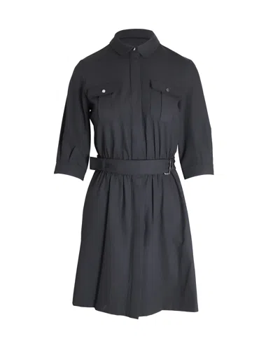 Ba&sh Victoire Belted Mini Shirtdress In Black Polyester
