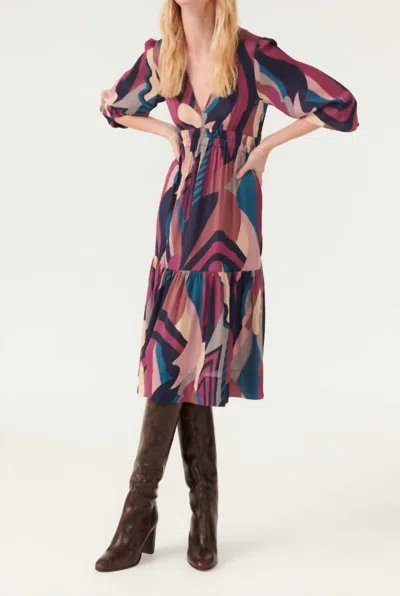 Ba&sh Wina Midi Dress In Maroon Pattern In Multi