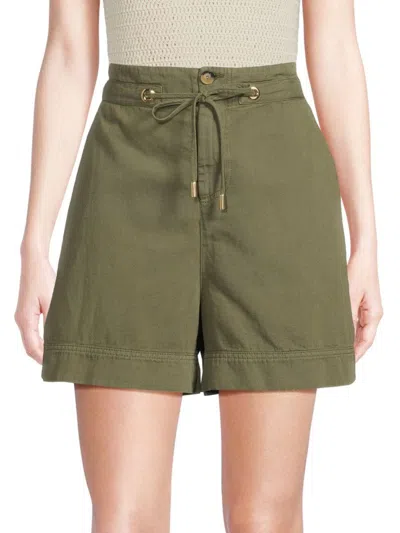 Ba&sh Women's Dasy Linen Blend Flat Front Shorts In Khaki