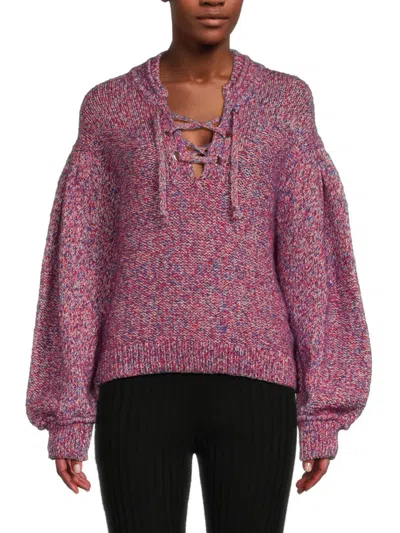 Ba&sh Women's Drop Shoulder Wool Blend Sweater Top In Violet