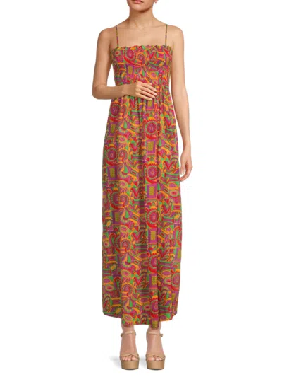 Ba&sh Women's Floral Shirred Maxi Dress In Fuchsia