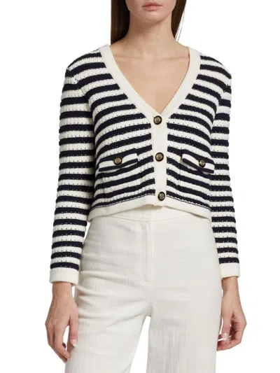 Ba&sh Women's Gamden Stripe Cropped Cardigan In White
