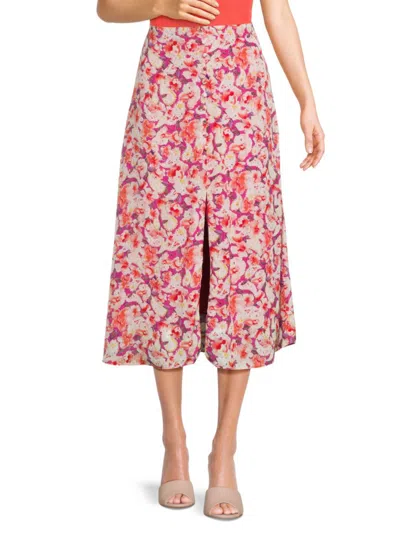 Ba&sh Women's Jupe Dalenda Floral Midi Skirt In Fuchsia