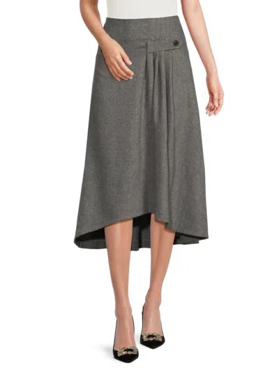Ba&sh Women's Jupe Domi Wool Blend A-line Midi Skirt In Gris