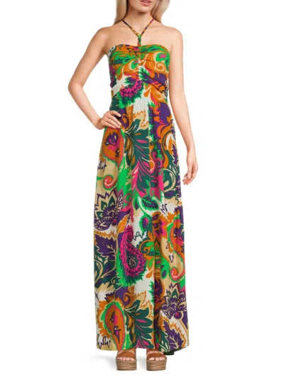 Ba&sh Paisley-print Halterneck Maxi Dress In Green