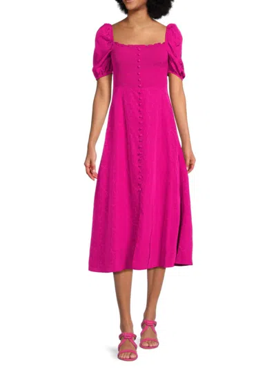 Ba&sh Sasha Smocked Dress In Fuchsia