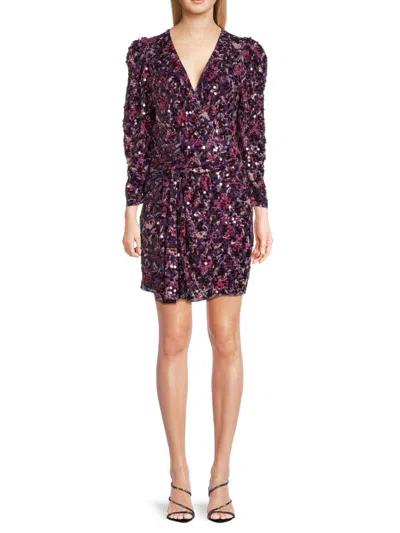 Ba&sh Women's Sola Surplice Sequin Mini Dress In Violet