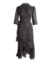 Ba&sh Zebra Print Asymmetric Wrap Dress In Brown Viscose In Brown