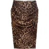 Baacal Deana Ruched Leopard Mesh Skirt In Brown