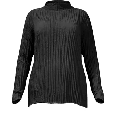 Baacal Esme Pleated Funnel Neck Top In Black