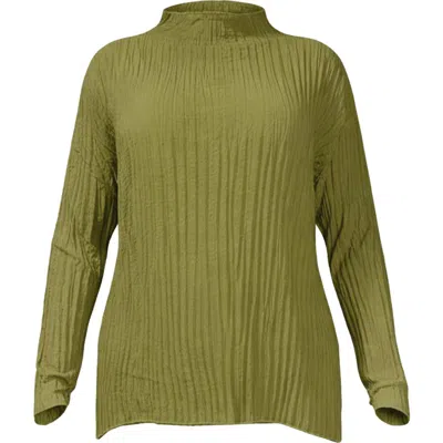 Baacal Esme Pleated Funnel Neck Top In Green