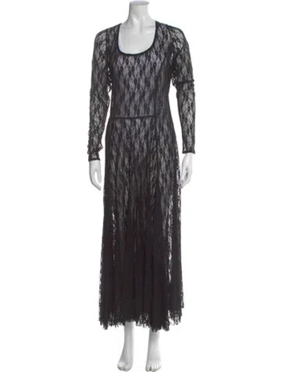 Pre-owned Baacal Lace Pattern Long Dress In Black