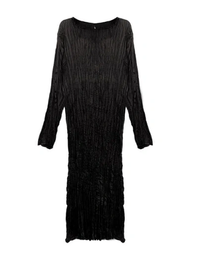Baacal Lynda Reversible Satin Pleated Dress In Black