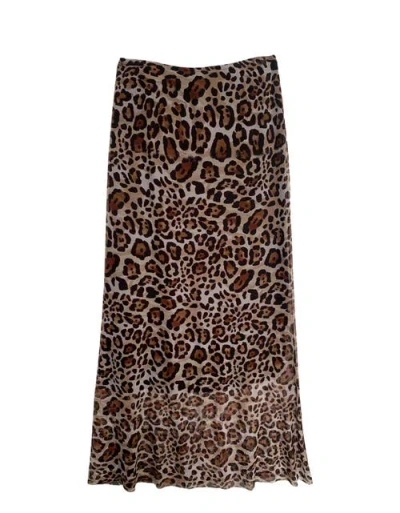 Baacal Mesh Maxi Slip Skirt In Animal Print