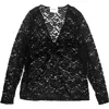Baacal Olivia Stretch Lace Ruched Deep V-neck Top In Black