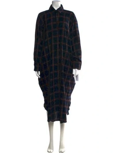 Pre-owned Baacal Plaid Print Long Dress W/ Tags In Black