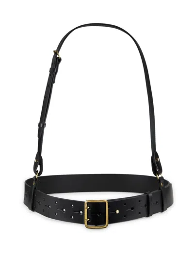 Baacal, Plus Size Women's Leather Harness Belt In Black
