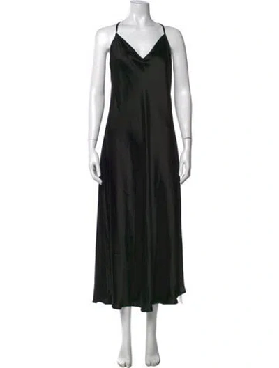 Pre-owned Baacal V-neck Midi Length Dress In Black