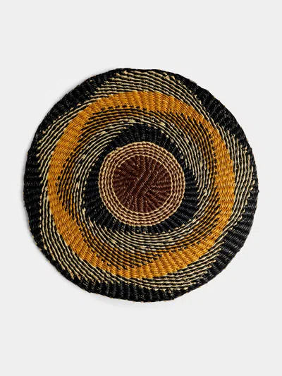 Baba Tree Handwoven Elephant Grass Placemats (set Of 4) In Black