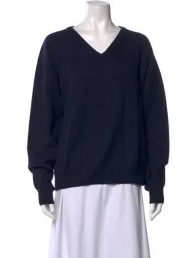 Pre-owned Babaà Cashmere V-neck Sweater In Blue