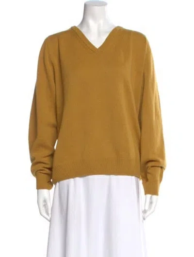 Pre-owned Babaà Cashmere V-neck Sweater In Yellow