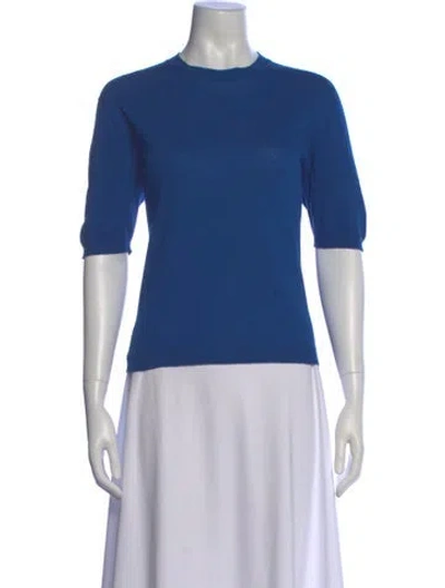 Pre-owned Babaà Crew Neck Three-quarter Sleeve Top In Blue