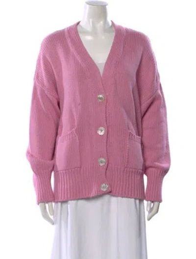 Pre-owned Babaà Crochet V-neck Sweater In Pink
