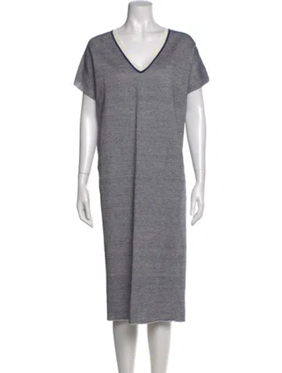 Pre-owned Babaà Linen Midi Length Dress In Gray