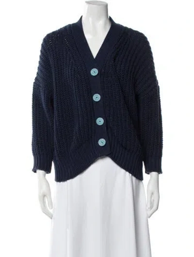 Pre-owned Babaà Open Front Sweater In Blue
