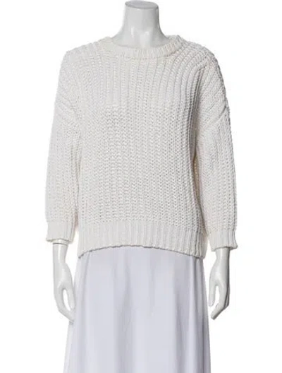 Pre-owned Babaà Striped Scoop Neck Sweater In White