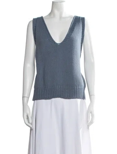 Pre-owned Babaà V-neck Sleeveless Top In Blue