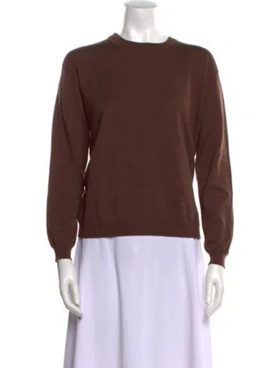 Pre-owned Babaà Wool Crew Neck Sweater In Brown
