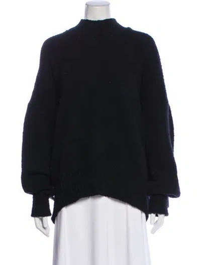 Pre-owned Babaà Wool Mock Neck Sweater In Blue