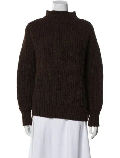 Pre-owned Babaà Wool Mock Neck Sweater In Brown