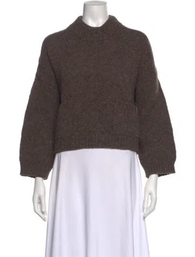 Pre-owned Babaà Wool Mock Neck Sweater In Brown